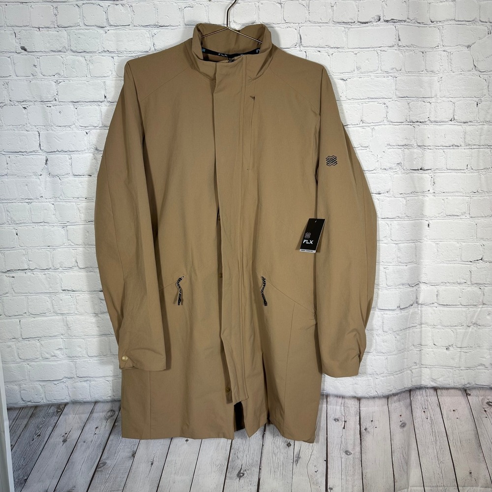 NEW FLX Urban Commuter Jacket‎ Mens Medium Tan Khaki Wind Resistant Wicking